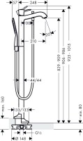 Напольный смеситель для ванны с душем Hansgrohe Metropol Classic 31445090 хром - золото