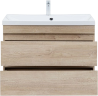 Тумба с раковиной Aquanet Нота new 90 подвесная, дуб светлый