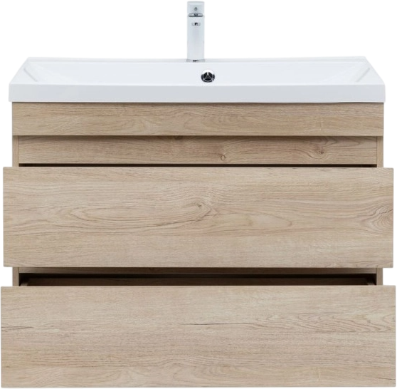 Тумба с раковиной Aquanet Нота new 90 подвесная, дуб светлый