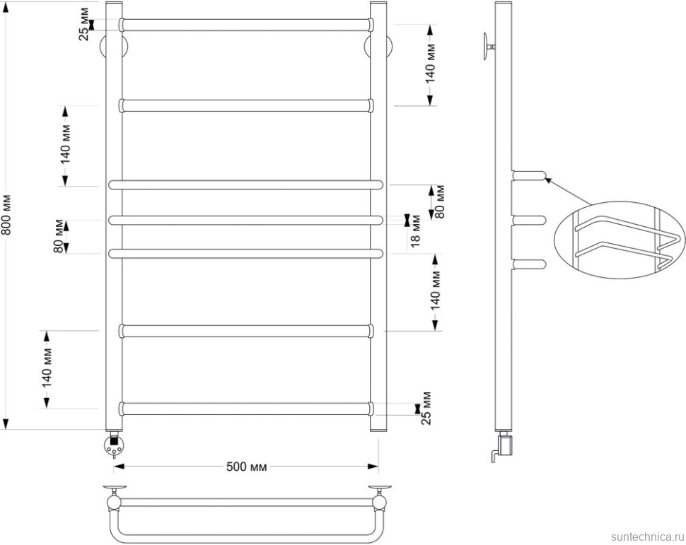Полотенцесушитель электрический Secado Триест 4603777478537 85x55 см, подключение слева, бронза, лесенка, латунь