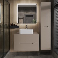 Мебель для ванной комнаты Orange Line 80 подвесная, 2 ящика, матовый латте с раковиной B02-460W