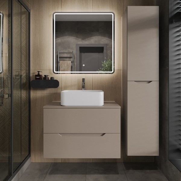 Мебель для ванной комнаты Orange Line 80 подвесная, 2 ящика, матовый латте с раковиной B02-460W