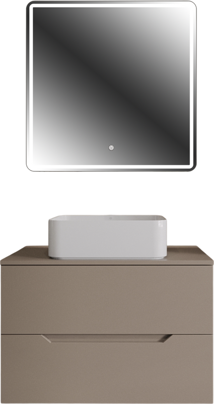 Мебель для ванной комнаты Orange Line 80 подвесная, 2 ящика, матовый латте с раковиной B02-460W