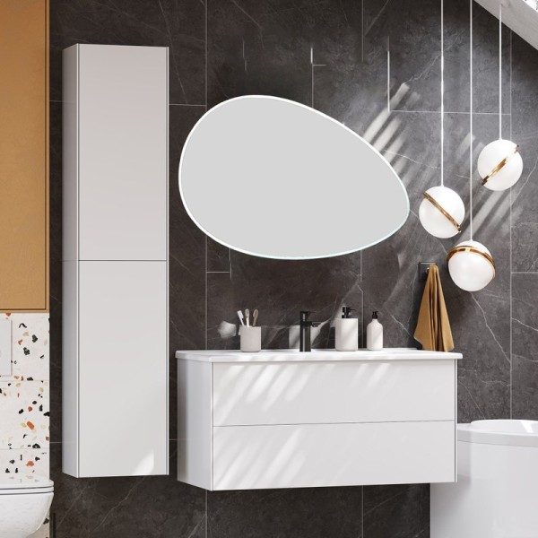 Мебель для ванной комнаты AQUATON Сохо 100 подвесная, белая глянцевая, зеркало STWORKI Скаген