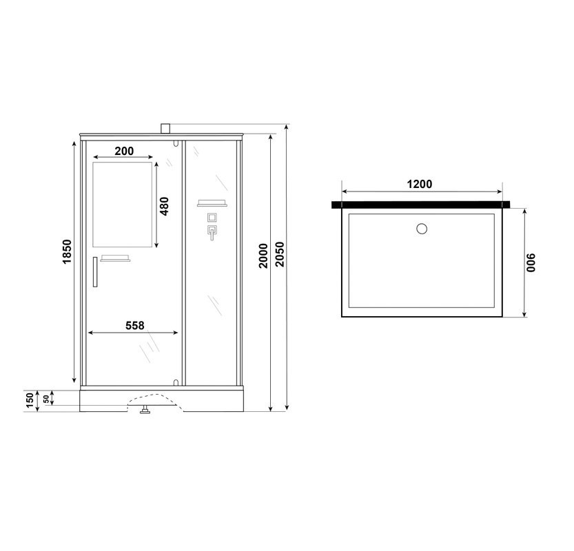 Душевая кабина Niagara Standart ST120/90/15Q/BK 120x90, без крыши