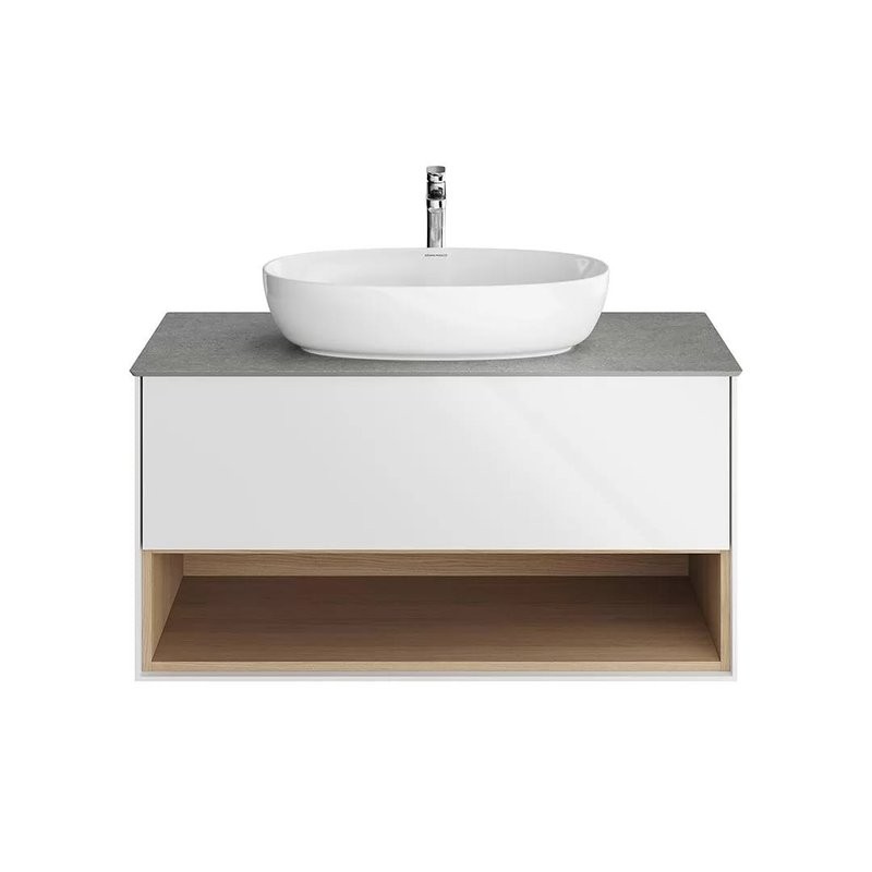Тумба с раковиной KERAMA MARAZZI Plaza Modern 100 с ящиком и полкой, белая