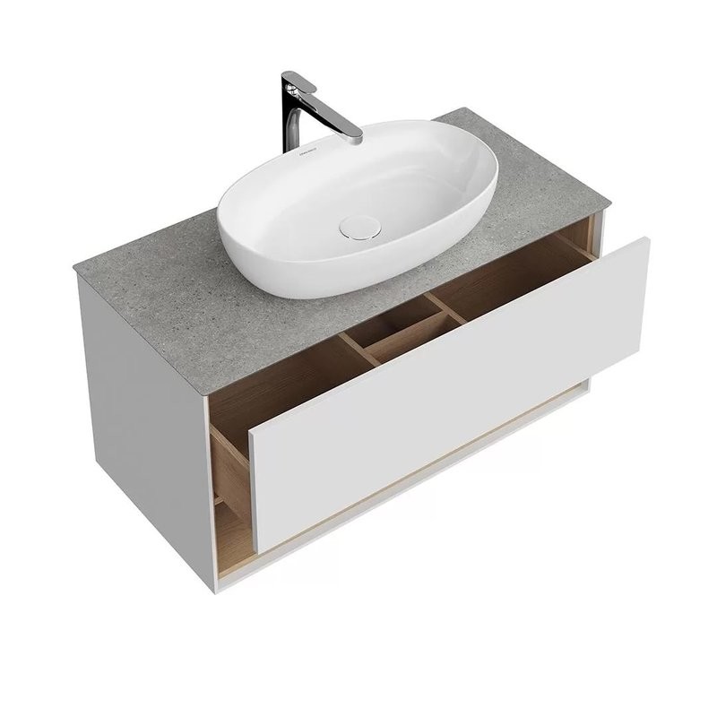 Тумба с раковиной KERAMA MARAZZI Plaza Modern 100 с ящиком и полкой, белая