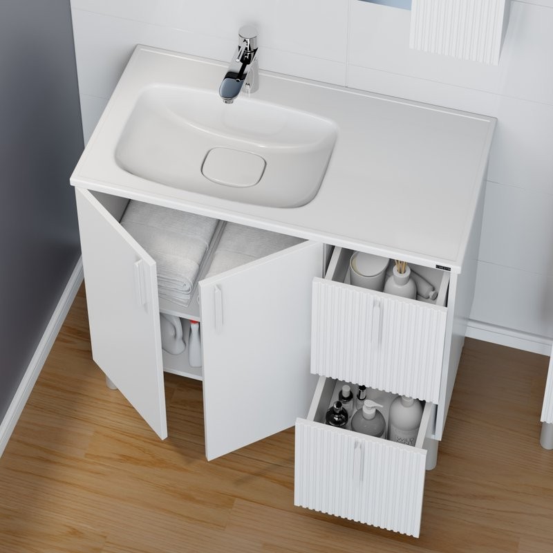 Тумба под раковину СаНта Вега 90 напольная, белая