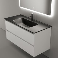 Мебель для ванной комнаты Sancos Cento 100 см белый глянец, черная раковина