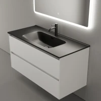 Мебель для ванной комнаты Sancos Cento 100 см белый глянец, черная раковина