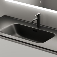 Мебель для ванной комнаты Sancos Cento 100 см белый глянец, черная раковина