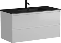 Мебель для ванной комнаты Sancos Cento 100 см белый глянец, черная раковина