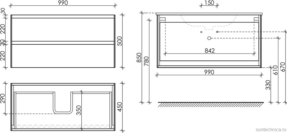 Мебель для ванной комнаты Sancos Cento 100 см белый глянец, черная раковина