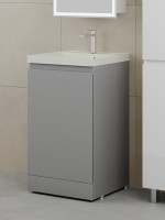 Тумба с раковиной Style Line Батлер Люкс Plus 50 напольная, матовая серая, раковина жасмин