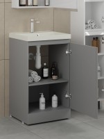 Тумба с раковиной Style Line Батлер Люкс Plus 50 напольная, матовая серая, раковина жасмин