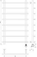 Полотенцесушитель электрический Secado Турин 1 R 105x60 см, подключение справа, бронза, лесенка, латунь