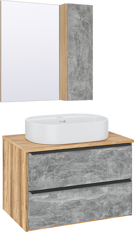 Мебель для ванной комнаты Runo Мальта 70 дуб, серая, раковина Nuovo 50