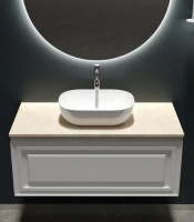 Тумба с раковиной Sancos Very 100 см, bianco, столешница бежевая, раковина CN6009