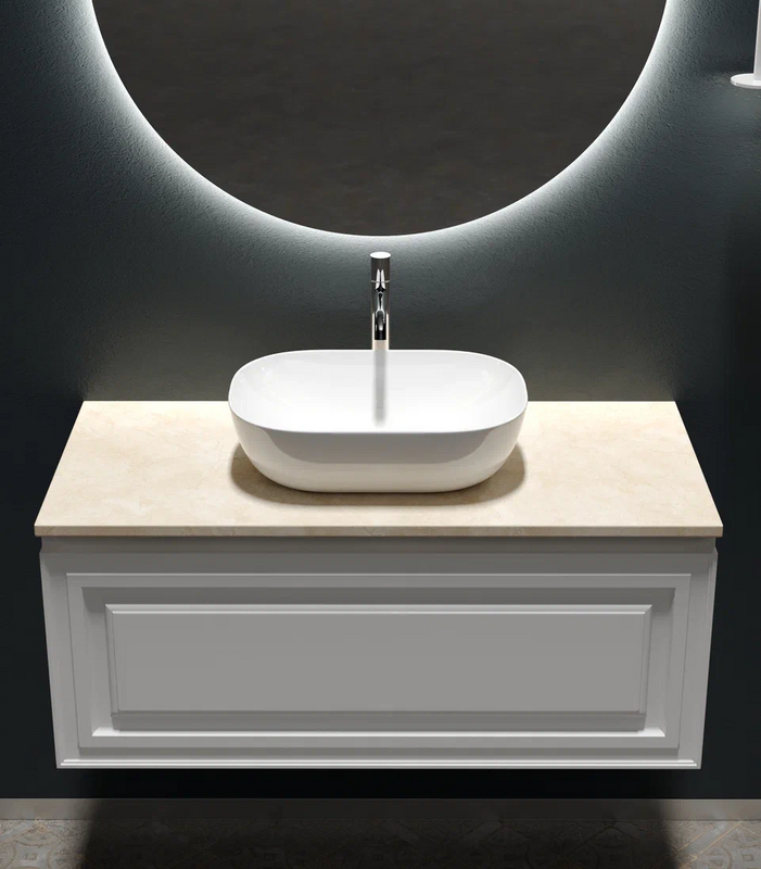 Тумба с раковиной Sancos Very 100 см, bianco, столешница бежевая, раковина CN6009