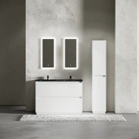 Мебель для ванной комнаты Sancos Libra Floor 120 белый глянец, двойная черная раковина CN7004MB