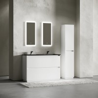 Мебель для ванной комнаты Sancos Libra Floor 120 белый глянец, двойная черная раковина CN7004MB