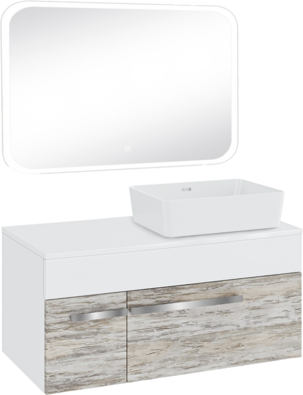 Мебель для ванной комнаты Runo Вудлайн 100 скандинавский дуб, раковина Tre 50