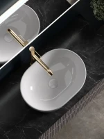 Тумба под раковину со столешницей Sancos Snob R 100 doha soft, столешница черный мрамор, с отв. под смеситель