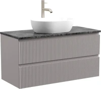 Тумба под раковину со столешницей Sancos Snob R 100 doha soft, столешница черный мрамор, с отв. под смеситель