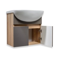 Тумба с раковиной Runo Лада 50 подвесная, графит