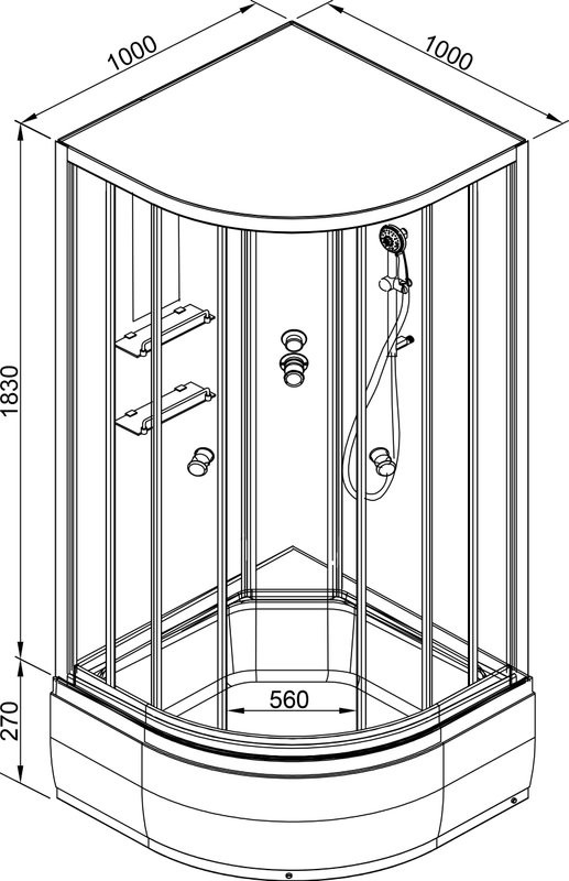 Душевая кабина DTO EM 2710NLED+GM