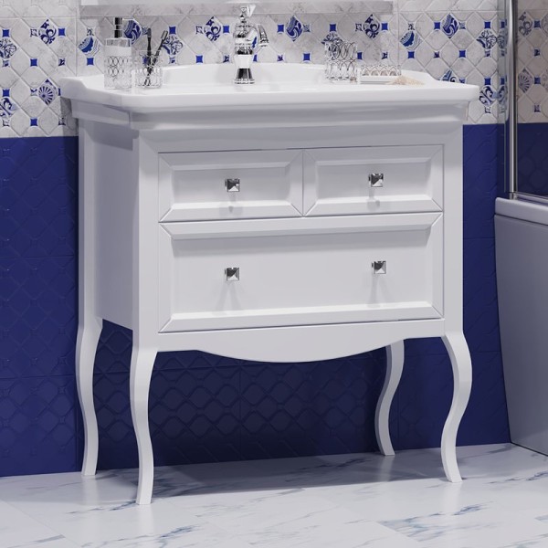 Тумба с раковиной Opadiris Валери 85 белая матовая