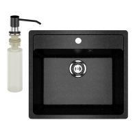 Мойка кухонная Ulgran U-104 308 черная + дозатор U-01 ультра-черный Мойка кухонная Ulgran U-104 308 черная + дозатор U-01 ультра-черный