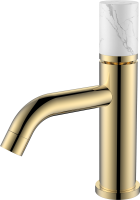 Смеситель для раковины Boheme Stick 121-G-MR-W золотой, мрамор белый Смеситель для раковины Boheme Stick 121-G-MR-W золотой, мрамор белый