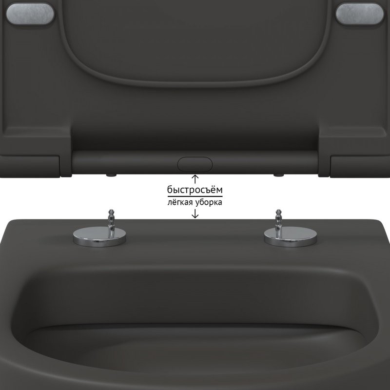 Унитаз подвесной Berges Ego XL Rimless 083218 с микролифтом, матовый антрацит