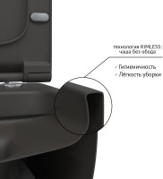 Унитаз подвесной Berges Ego XL Rimless 083218 с микролифтом, матовый антрацит