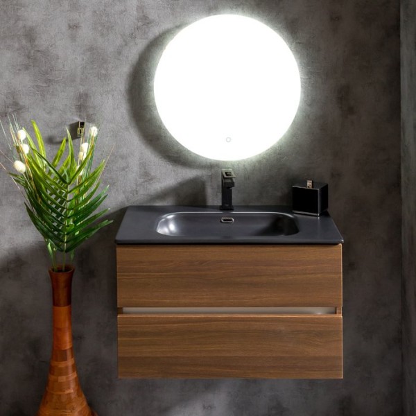 Мебель для ванной комнаты Armadi Art Vallessi 80 темный матовый фактурный