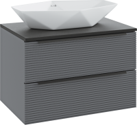 Тумба с раковиной Runo Орлеан 70 серая, черная, раковина Poligono 65