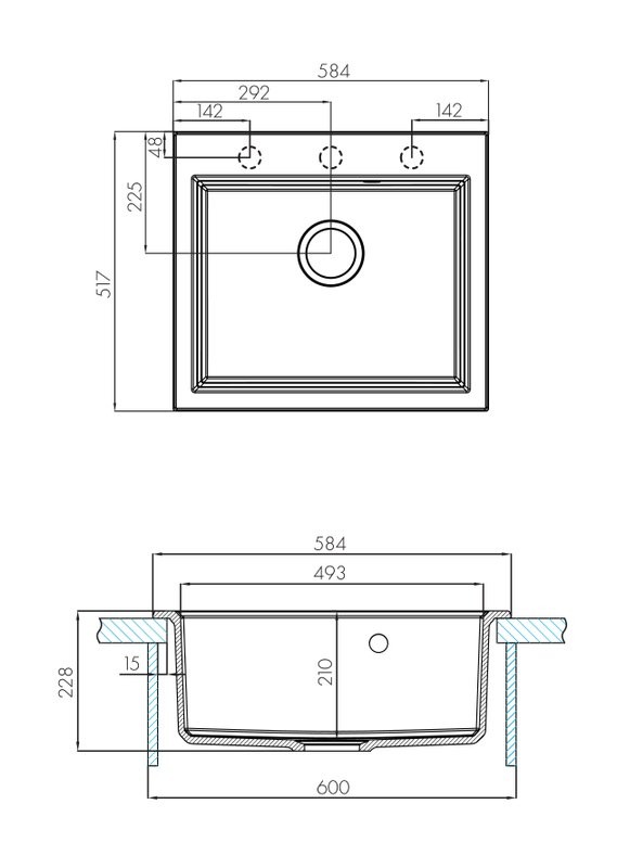Мойка кухонная AQUATON Линеа 58, кофе