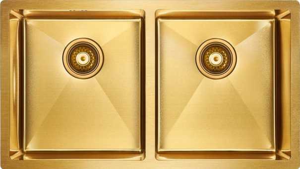 Мойка кухонная Paulmark Twin PM237844-BG брашированное золото