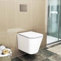 Унитаз подвесной Bauedge Stil BS0002 безободковый, с микролифтом, белый