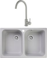 Комплект Мойка GranFest Quarz Z 15 серая + Смеситель РМС Sus124gy SUS124GY-017F серый