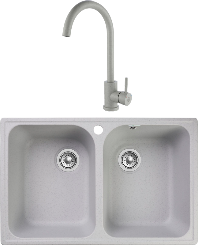 Комплект Мойка GranFest Quarz Z 15 серая + Смеситель РМС Sus124gy SUS124GY-017F серый