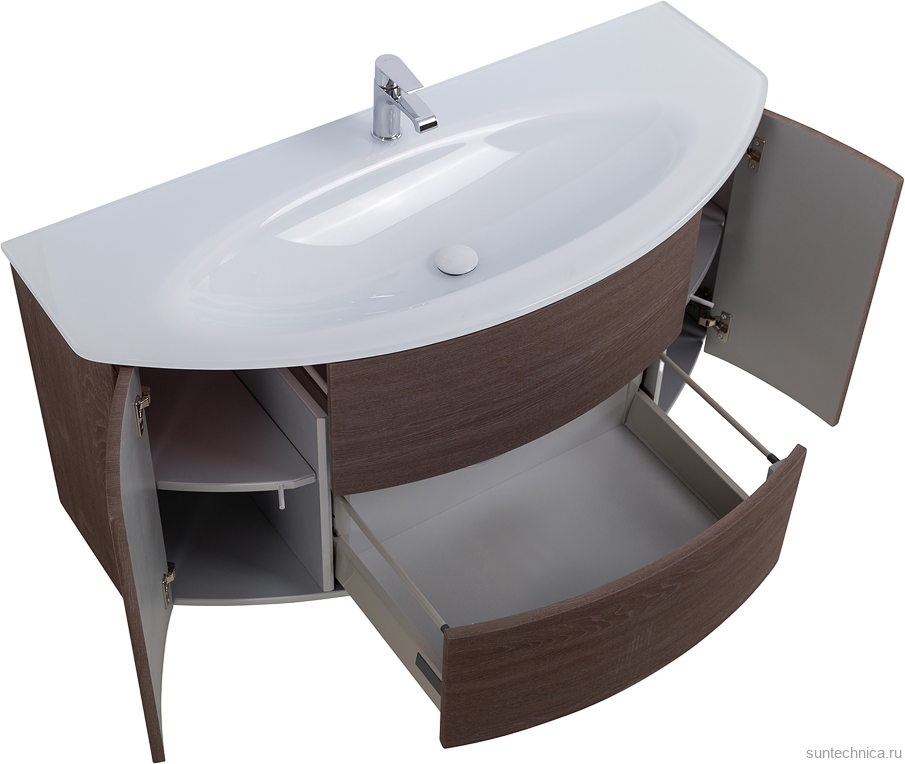 Тумба с раковиной Cezares Eden 120 rovere scuro soft, раковина 82368