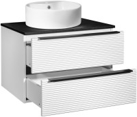 Мебель для ванной комнаты Runo Орлеан 70 белая матовая, черная, раковина Sole 40