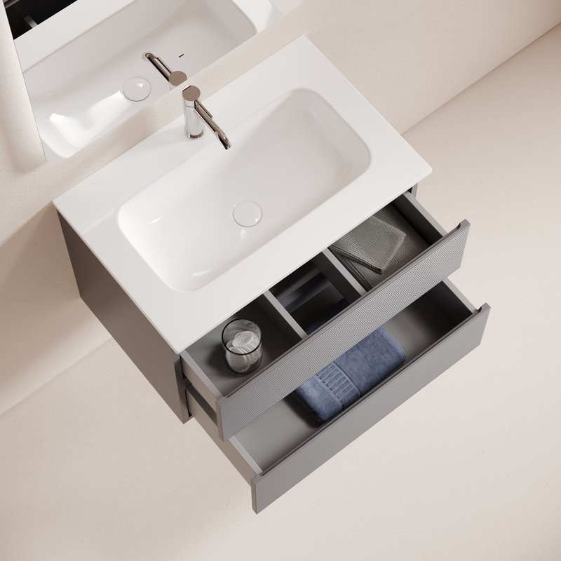 Мебель для ванной комнаты Sancos Folk 70 2я подвесная, grey soft, раковина CN7031