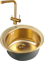 Комплект Мойка Zorg Inox PVD SZR-510/205 Bronze + Смеситель Inox SZR-7039 BRONZE бронза