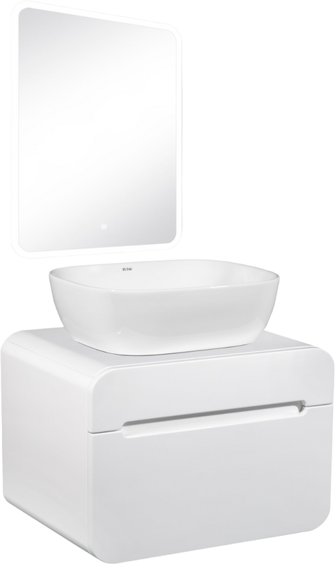 Мебель для ванной комнаты Runo Ницца 60 белая, раковина Cuatro 50