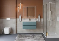 Тумба с раковиной BelBagno Kraft 80 подвесная, матовая голубая, раковина bb-8099-80