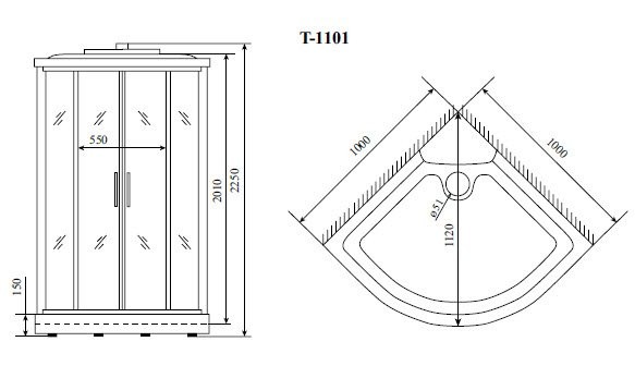 Душевая кабина Timo Standart T-1101 с сиденьем
