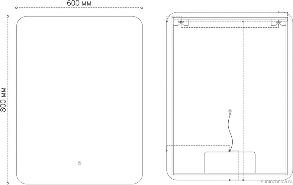 Зеркало Grossman Elegans-норма Black 60 с подсветкой, с антизапотевателем